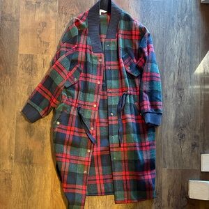 DAVI & DANI Red and Green Plaid Coat